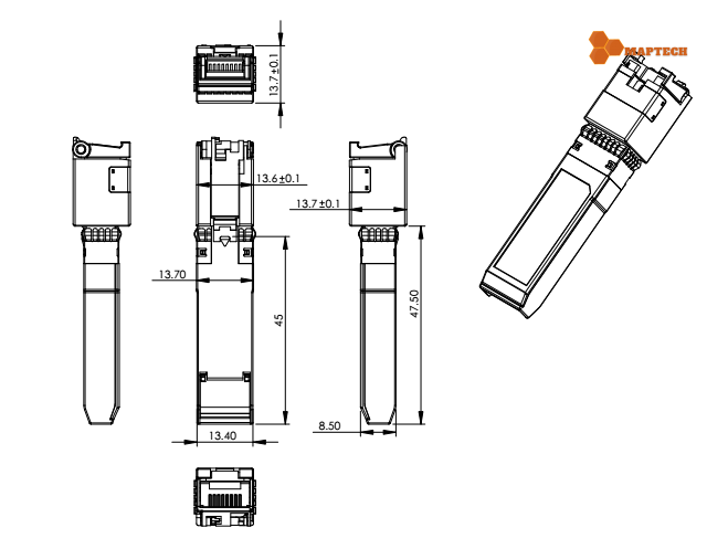 Module đồng SFP 10G RJ45 30m 50m 100m | Maptechvn.com